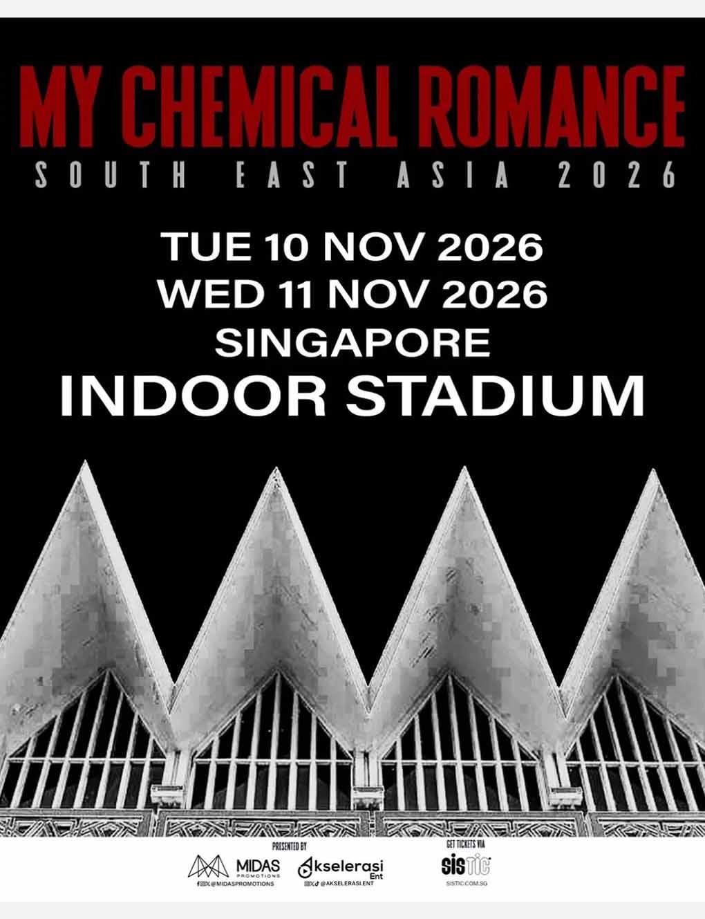MY CHEMICAL ROMANCE LIVE IN SINGAPORE 2026 in Singapore