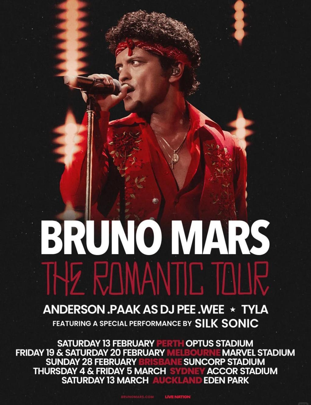 Bruno Mars 'The Romantic Tour' in Brisbane