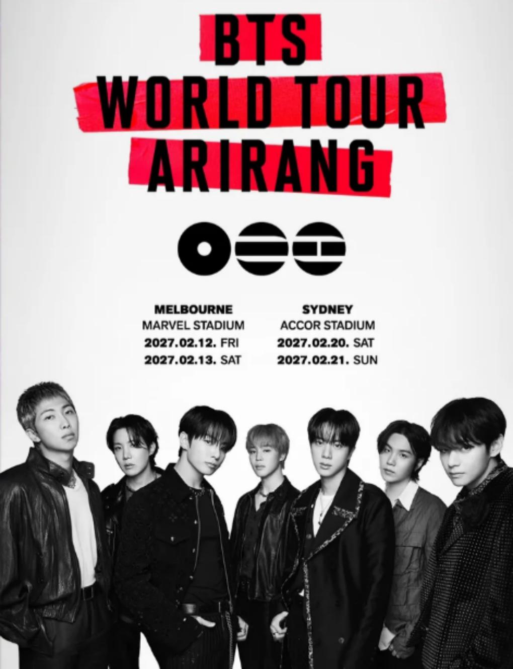 BTS WORLD TOURIS'ARIRANG ' in Melbourne