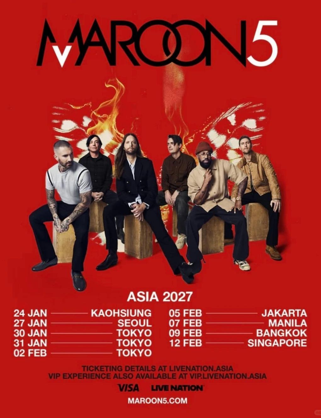 Maroon 5 Magic Red Asia 2027 in Singapore